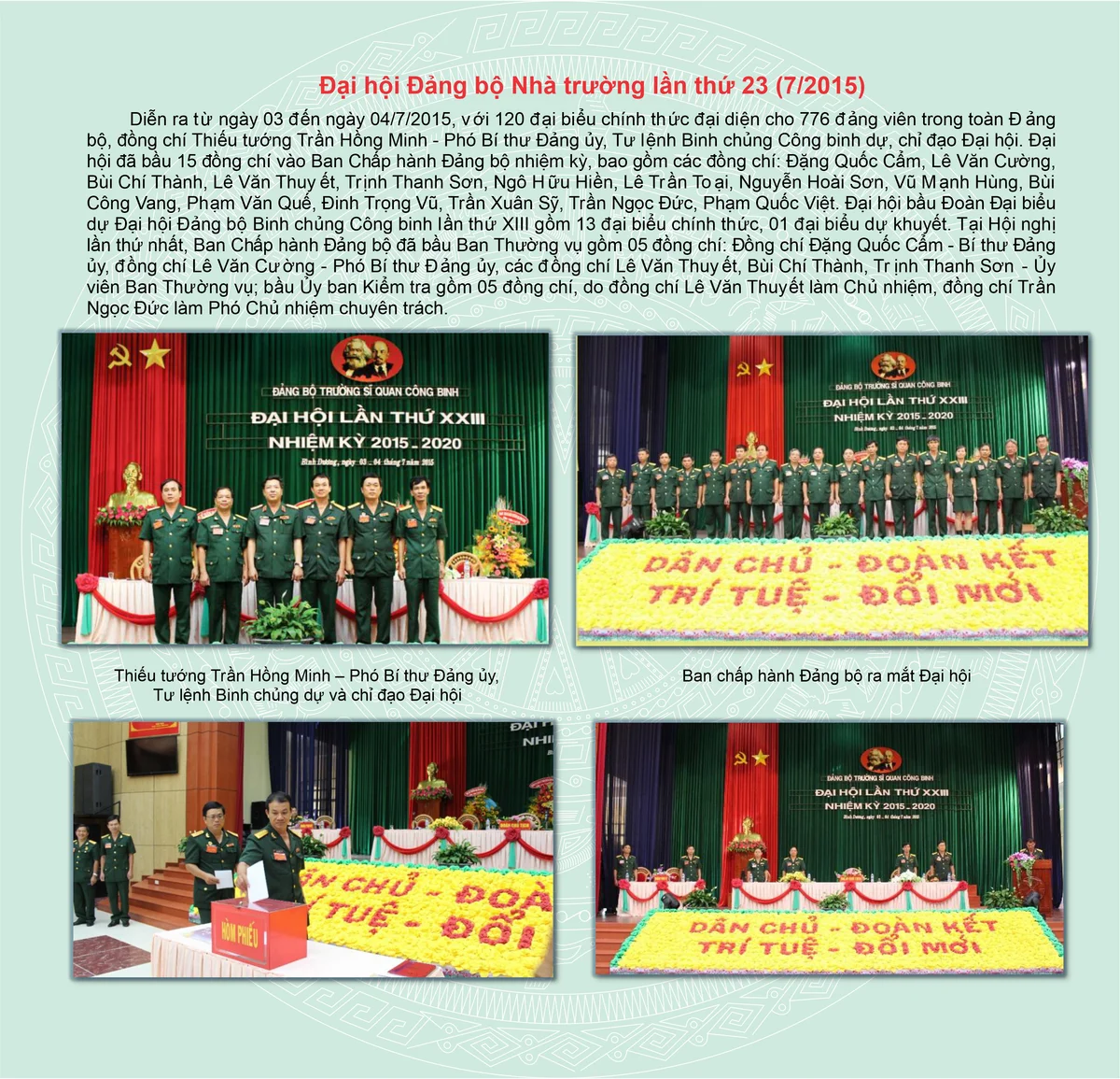 Nhà trường qua các kỳ Đại hội